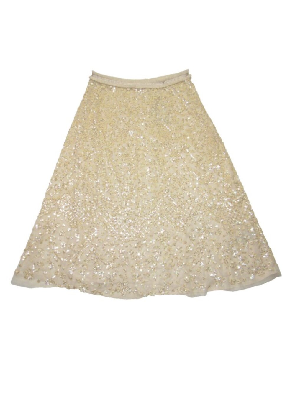 NWT Needle & Thread Seren Ballerina in Champagne Sequin Tulle Maxi Skirt 12 - Picture 2 of 9